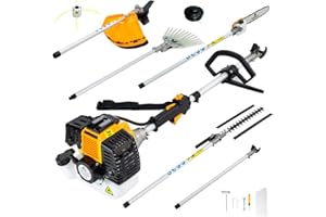 JHONSORR GERMANY DESIGN JHONSORR Decespugliatore a Benzina 5 in 1 Multifunzione con Asta scuotiolive, Motosega, Tagliasiepi, Tagliabordi + Prolunga 80cm +Testina 52cc a Scoppio troncarami Uso Professionale