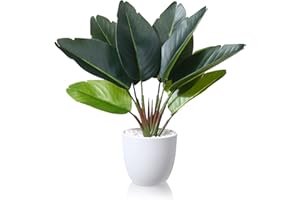 SOGUYI Pianta Finta 40cm Bird of Paradise Piante Finte da Interno Esterno con Vaso Plastica Pianta Artificiale per Decorazioni Balconi Casa Ufficio Scrivania Cucina Moderna Design(1 Pezzi)