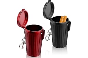 MEYAGOT 2 Piezas Ceniceros Portátiles De Cigarrillos, Cenicero De Bolsillo Metal, Mini Ceniceros Antiolores Con Tapa Y Llavero Para Coche, Ceniceros Para Cigarrillos De Coche Para Viajes, Hogar, Oficina