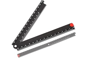 AKOZON 30cm Folding Ruler, 90° Foldable Metal Aluminum Ruler 0-300mm Length Fold Straight Angle Measure Stationery Ruler Black for Machine-Made Glass Making
