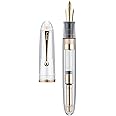 ASVINE Jinhao 9019 Fountain Pen, Dadao Series #8 Medium Nib, All Clear Acrylic Barrel with Golden Clip Big Size Writing Pen