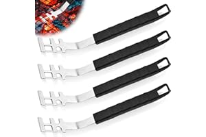 Behogan Lot de 4 lève-grille de barbecue de 25,7 cm - Poignée résistante à la chaleur - Grille anti-brûlure - Outil universel pour barbecue et camping