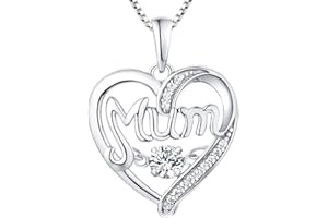 YL Mum Necklace 925 Sterling Silver Heartbeat 5A CZ Heart Love Pendant Necklace for Women Mother,45-48 cm