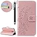 Produktbild HUDDU Tiere Muster Leder Tasche Schutzhülle für Samsung Galaxy J3 2017 (J330) Hülle Blumen Biene Slim Flip Handyhülle Wallet Case Cover Ledertasche im Bookstyle mit Kartenfach Magnetverschluss Stand Wrist Strap Notebook Brieftasche Etui Handytaschen für Samsung Galaxy J3 2017 DUOS / Samsung J3 Pro Klapphülle Mädchen (Rose Gold)