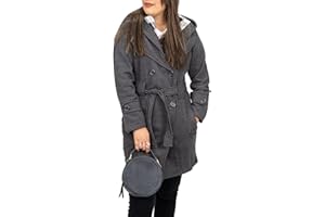 NOROZE Women's Long Sleeve Belted Button Fleece Winter Coats for Women UK Size 8-26