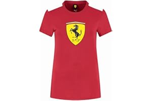 PUMA Uma Scuderia Ferrari F1 Maglietta Donna con Grande Logo Scudetto - Rosso