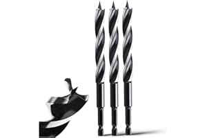 MOXPIFY Lote de 3 brocas para madera, 14 x 155 mm, para madera blanda, madera dura, con punta de centrar y vástago E 6.35