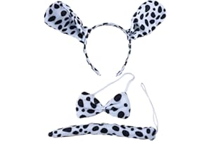 JTMKYO Set of 3 Cartoon Hair Rings Animal Headdresses, Dalmatian Ears Headbands with Bow Tie or Hair Tie, Cute Adult Accessories, Cosplay Theme Party