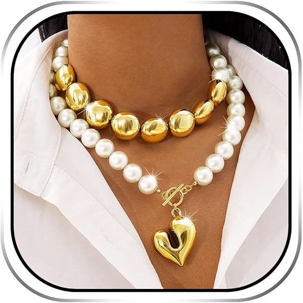 Jovono Collana bohémien con ciondolo a forma di paillettes, collana con maglie cubane, collana da donna
