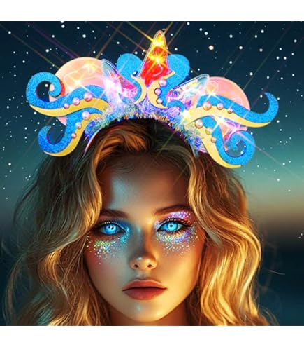 Leuchtendes Kraken-Stirnband Mit Mausohren – Blaue LED-Party-Accessoires Für Rave & Festivals