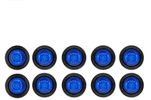 Ricoy 3/4" Round LED Front Rear Side Marker Indicators Light Waterproof Bullet Clearance Marker Light 12V for Car Truck (10pcs blue)