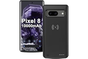 FRATERNIZE Kabellose Ladehülle für Google Pixel 8, tragbares wiederaufladbares Akkugehäuse mit hoher Kapazität 10000 mAh, Qi-Ladegerät, erweitertes Akku-Ladegerät, Pixel 8/Pixel 8a