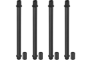 PATIKIL Kit Asta Lampada a Tubo Dritto, 4 Set M10 Acciaio al Carbonio 150mm Lunghezza Asta Filettata a Doppia Estremità con Dado Accoppiamento Manicotto Connettore per Lampade Tavolo, Nero