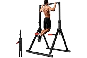 ‎DOBESTS DOBESTS Faltbar Power Tower Dip Station Klimmzugstange Freistehend Höhenverstellbar Multifunktional Fitness Trainingsgerät für Klimmzugstange Liegestütze Abdominal, Dreiecksstruktur