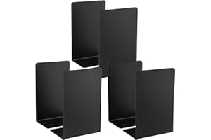 PUCSIQ 3 Paare Buchstützen Metall Buchstopper Bookends rutschfeste Schwarz Buchbeschwerer Metall Bücherhalter für Regal für Schule, Zuhause, Büro, Bibliothek Bücherhalter Schwarz
