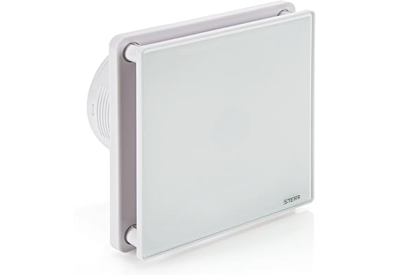 STERR Ventilateur de Salle de Bain Blanc 100 mm avec TIMER - Ventilateur de Salle de Bain - Façade en Verre - Look Moderne - BFS100T - 10W