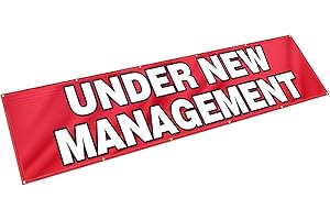 Hahafelt 2x10 Feet Under New Management Banner with Grommets Fabric Large Size Hanging Yard Signs for Business Industrial Store Enterprise Restructuring Innovation (Polyester)