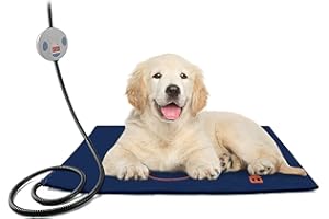 ‎NAMSAN Namsan Heizkissen für Hunde Katze mit wasserdichte Abdeckung Einstellbar Temperaturregler 50cm x 50cm(Blau)