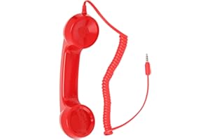 VIKYE Auricular de Teléfono Retro de 3,5 Mm, Receptor de Teléfono para Altavoz de Micrófono, Radiación Multifunción de Mano Retro para Teléfonos Inteligentes y Computadoras (Rojo)