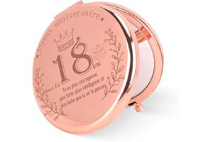 KAEMPE Cadeau 18 Ans Fille, Miroir De Poche en Or Rose, Idee Cadeau 18 Ans Anniversaire Fille, Miroir De Voyage Rond Cadeau Anniversaire 18 Ans pour Sœur, Amie