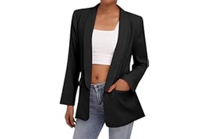 Odizli Damen Elegant Einfarbig Langarm Blazer Jacke mit Tasche