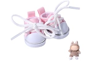 Mikovivi Zapatos de Lona para Muñecas, Mini Zapatos Casuales Kawaii Lindos Accesorios Ropa Vestir de Juguete Peluche Moda para Muñecas 15 cm y 17 cm (Rosa)
