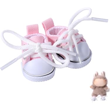 Mini Chaussures Noires En Toile Pour Poupées 15-17 Cm - Accessoire De Remplacement, Design Lacets, 3.7x2.3 Cm