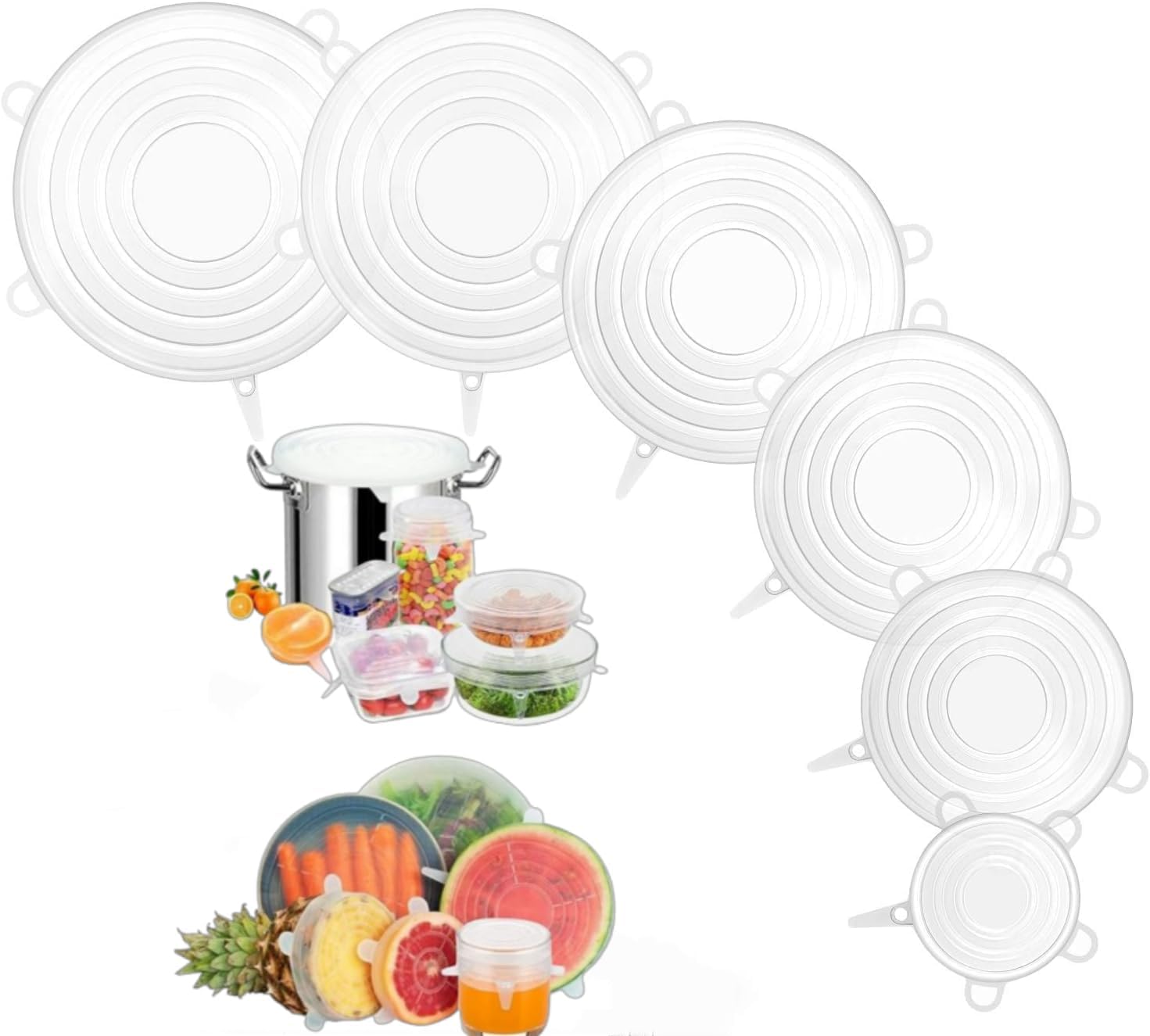 florisca Silicone Stretch Lids: The Ultimate Reusable Food and Bowl Covers for Hassle-Free Storage – Dishwasher and Freezer Safe (Multi Lid)