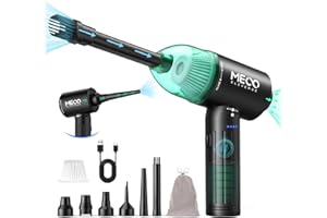 MECO ELEVERDE Soufflette Air Comprimé et Aspirateur 4 en 1, 90W/90000 RPM Bombe Air Sec &12KPA Aspirateur, 2H Chargement Rapide, Régulation 3 Vitesse, Dépoussiérant pour Nettoyage du Bureau Domicile