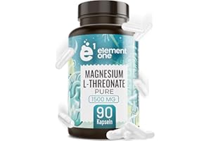 ‎E1 ELEMENT ONE Magnesium L-Threonate - 90 Magnesium Kapseln hochdosiert - 1500mg Magnesium Komplex vegan - Alternative zu L-Threonat Pulver & Magnesium-Tabletten - optimal bioverfügbar - laborgeprüft