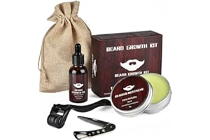 TONGYEND Beard Growth Kit,Beard Grooming Kit for Men W/Beard Roller,Beard Oil, Beard Balm and Foldable Styling Comb -Birthday Fathers Gifts for Men Him Dad Husband Boyfriend (Set A)