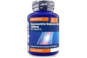 Zipvit Glucosamine Sulphate 2KCl 1500mg with Vitamin C, High Strength Joint Supplement, Supports Cartilage, Joints and Bones, Shellfish Free, 120 Vegan Tablets, 4 Month Supply