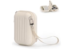 Cwatcun Camera Carrying Case for Digital Camera, Small Camera Pouch for Canon PowerShot/GoPro, Beige