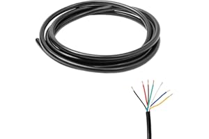 Feuunly 2m Câble Remorque 7 Conducteurs, 7 x 0,5 mm² Noir Rond Câble, 12V 24V Câble de 7 Fils pour Remorque Camions RV Tracteur Bateaux Caravanes (2 Mètres)