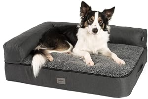 JAMAXX Premium 4-in-1 Hunde-Sofa - Orthopädische Couch mit Memory Visco Schaumstoff, abnehmbare Polster, Extra-Dicke Polsterung, Wechsel-Bezug, Waschbar, PDB3015 (L) 110x80x10 ECO anthrazit