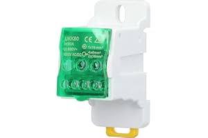 TYENAZA Morsettiera Distribuzione 80A, UKK-80A 690V Scatola di Distribuzione Morsettiera su Guida DIN Scatola di Giunzione di Alimentazione Universale, Dispositivo di Protezione del Microcomputer (Verde)