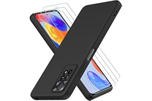 OUREIDOO Funda para Xiaomi Redmi Note 12 Pro 4G / Redmi Note 11 Pro 4G / 5G / Note 11E Pro con 3 Piezas Cristal Templado, Carcasa de Sedoso-Tacto Suave Silicona, Case Protectora Anti-Choque Arañazos, Negro