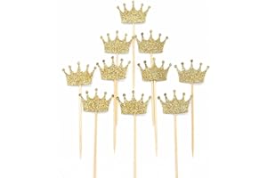 OUNONA Décoration Gâteau Figurine Gâteau Cupcake Topper Pics à Cocktail Forme de Couronne Or 20 Pièces