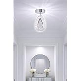 Arel Tekli Plafonyer Krom Modern Led Avize Kristal G&ouml;r&uuml;n&uuml;m(Beyaz Işık) Enerji Tasarruflu Antre Cafe Hol