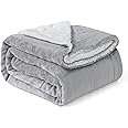 Good Nite Blanket Flannel Sherpa Fleece Blankets Soft Fluffy Sofa Throw Reversible Microfiber Blanket for Bed Couch and Travel 150×200cm (Grey, Double)