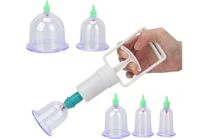 FOLANDA Cupping Set, Professional Cupping Therapy Set, Chinese Cupping Kit with Vacuum Pump, Suction Hijama Cupping Set, Cellulite Cupping Massage Kit with Plastic 6-Cups, Massage Back, Body Health Care
