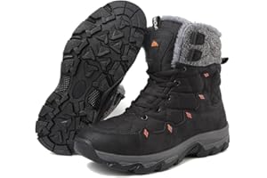 Maxome Snow Boots Mens Winter Boots Walking Boots Warm Fur Lined Snow Shoes Ankle Boots Mid Calf Non-Slip Lightweight Sports Outdoor Trekking Hiking Boots