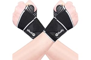 Hually Tutore Polso, 1 Paio Fasce da Polso regolabile traspirante per Donne e Uomini, Polsiere Palestra professionali per Fitness, Bodybuilding, Crossfit, Calisthenics, Powerlifting e Weightlifting