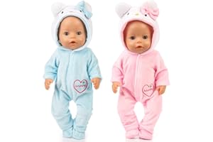 Miotlsy Kleidung für Puppen 2 Stück Comic-Tiere Kleidung Outfits Puppenkleidung Kostüm Kleider für 18 Zoll Americal Girl Baby Puppen (Blau/Rosa)