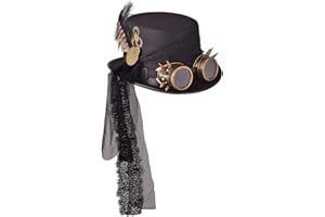 COSDREAMER Sombrero unisex de Steampunk Top Hats Halloween con gafas
