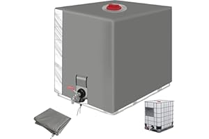 LIAILA Bache pour Cuve 1000L IBC, Avec fenêtre transparente Bâche de Protection Solaire, Anti-UV Anti-Poussière Recuperateur d Eau de Pluie Bouchon, Bache cuve 1000l Protection - Gris-120 x 100 x 116 cm
