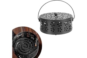 HIQE-FL Porta Zampirone in Metallo, per Spirale Antizanzare, Bruciatore Porta Bobina, Scatola per Incenso Della Zanzara, Tondo (Schwarz)