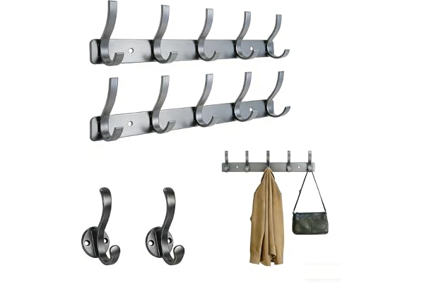 msymsyu Garderobslist, 32 cm, kroklist, 2 stycken med 2 individuella klädkrokar