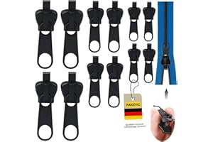 BAKEVIC Reißverschluss Zipper,12 Stück Reisverschluss Reparatur Set,Abnehmbare Zipper Pull Fixer Reparatur Set für Universal,Kleidung,Bettzug, Gepäck.