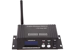 KINDPACK HUIOP Transmetteur sans Fil,2.4G sans Fil DMX 512 Contrôleur émetteur récepteur écran LCD Power répétiteur réglable contrôleur d'éclairage